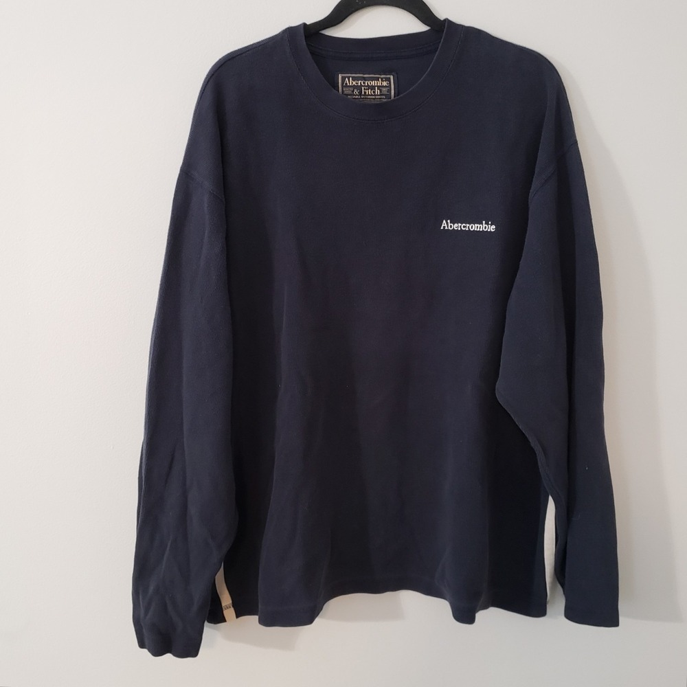 Vintage Abercrombie & Fitch Mens Long Sleeve Ribbed Shirt XXL Pullover Spell Out